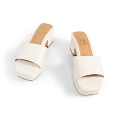 Sandalia de plataforma color blanco para mujer-Par