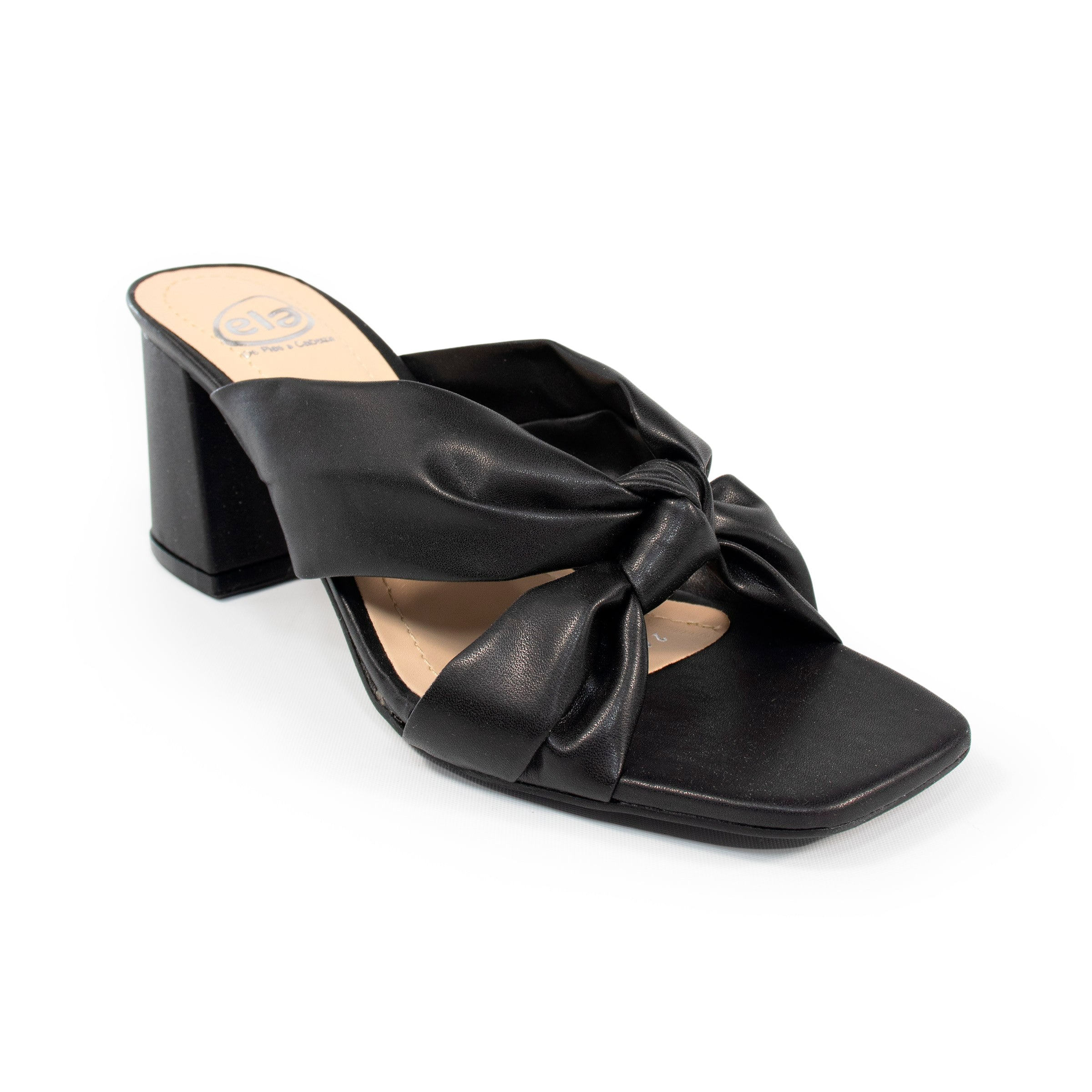 Sandalia de tacón color negro para mujer-Perfil