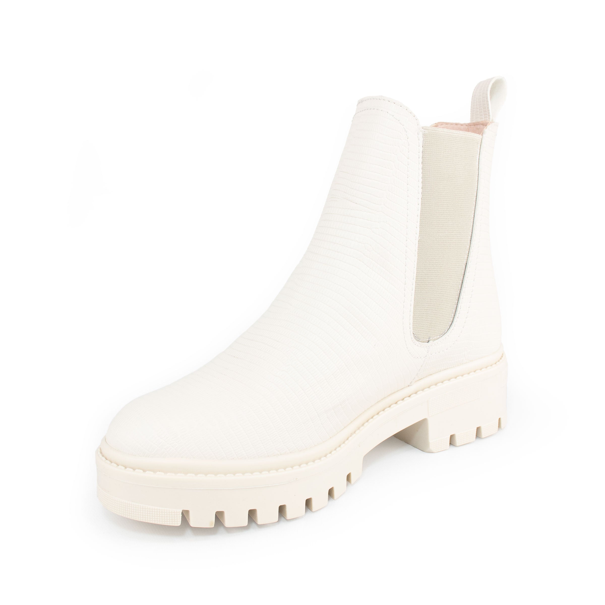 Botín con resorte color blanco para mujer-Lateral